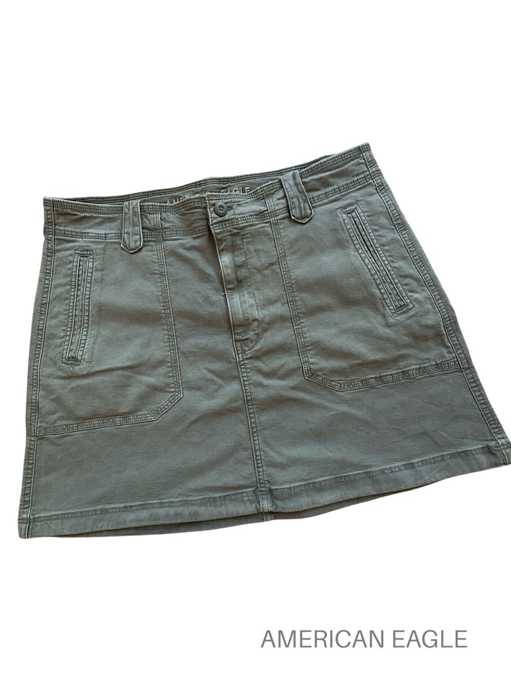 AMERICN EAGLE NWOT OLIVE GREEN CARGO UTILITY MINI SKIRT COTTON STRETCH | 12